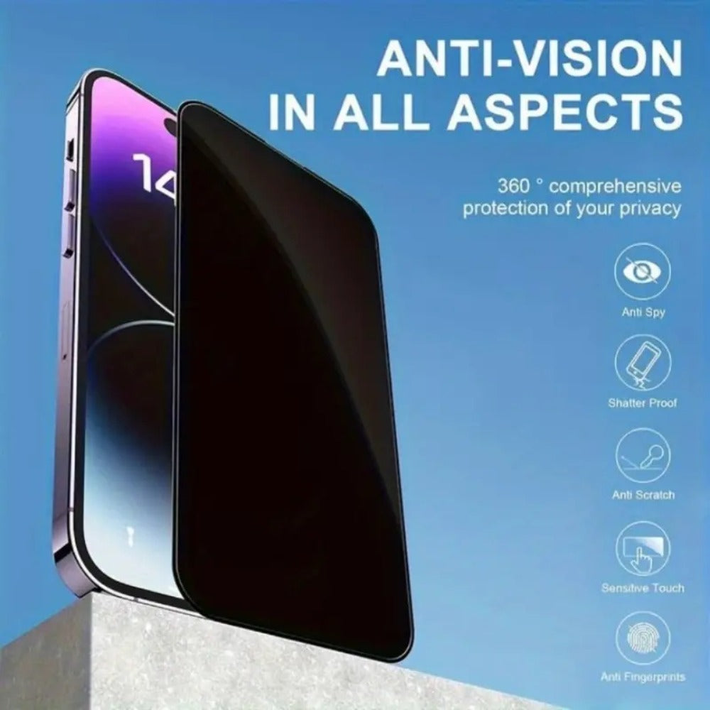 Anti-Spy Tempered Glass Screen Protector for iPhone – 9H Full Coverage Privacy Film, HD Blackout, Fingerprint Resistant, Face ID Compatible