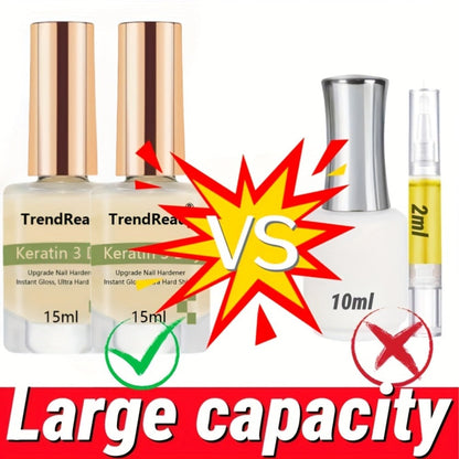 Vitamin E & Hyaluronic Acid Nail Hardener 2PCS 0.51oz – Protein Base Coat Ridge Filler & Concealer Quick Air-Dry Formula
