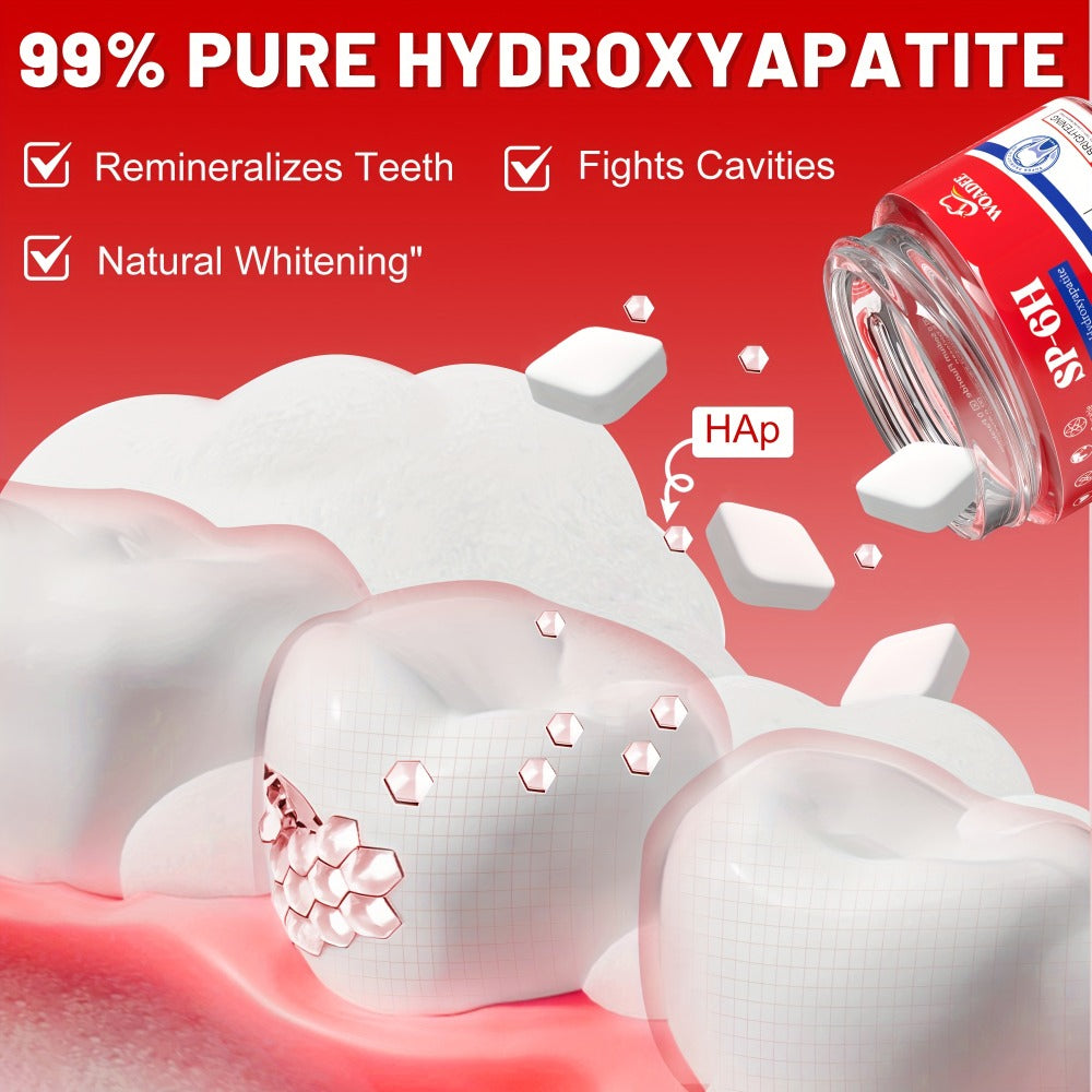 Toothpaste Tablets Hydroxyapatite Fluoride Free - 62 Count Chewable Solid Toothpaste, Deep Cleaning