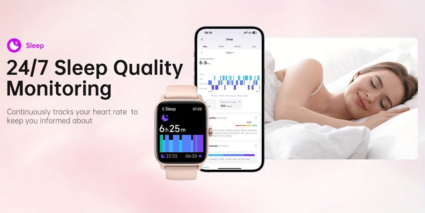 Smartwatch with Built-in Alexa FAWEIO 1.8" HD Touch Screen, Bluetooth Calling, 100+ Sport Modes, Fitness Tracker Heart Rate Sleep
