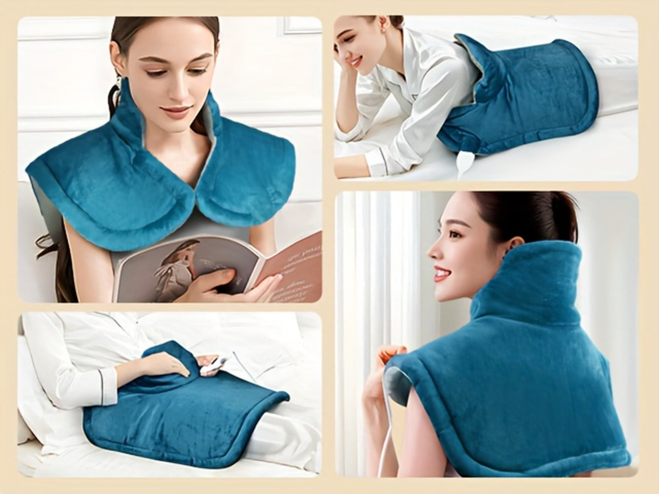 Heating Pad for Neck & Shoulders – 130W Graphene Weighted Electric Pad, 6 Heat Settings, 4 Timers, Auto Shut-Off, Machine Washable