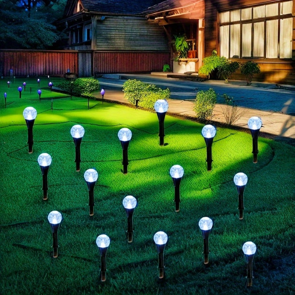 Solar Garden Light Bubble Path Stakes 30-Piece Set with Colorful or Warm White LED Options