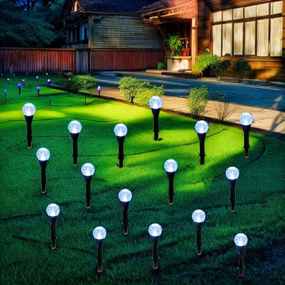 Solar Garden Light Bubble Path Stakes 30-Piece Set with Colorful or Warm White LED Options