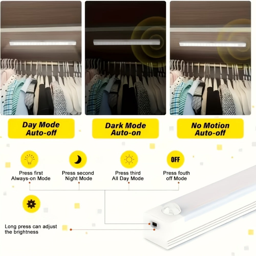 USB-C Rechargeable Motion Sensor LED Light Bar Sets in 10, 20 or 30cm Sizes and 6-, 9- or 12-Packs