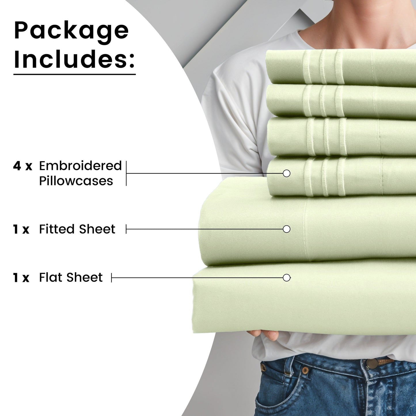 Fitted Sheet Set 6-Piece Brushed Polyester Deep Pocket Bed Sheets 20 Colors Hotel Luxury Bedding with Embroidered Pillowcases