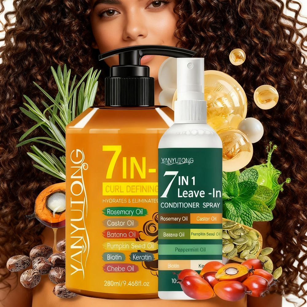 Two-Piece Curl Styling Set with 280ml Pump Cream, 100ml Leave-In Spray and Six Named Formula Markers