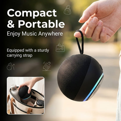 Portable Bluetooth Speaker Spherical Model with RGB, TWS, Subwoofer, 360° and Included Base