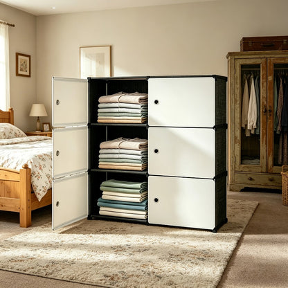Storage Cabinet Modular Magnetic-Door Organizer with Three or Four Tiers and Two Capacity Options