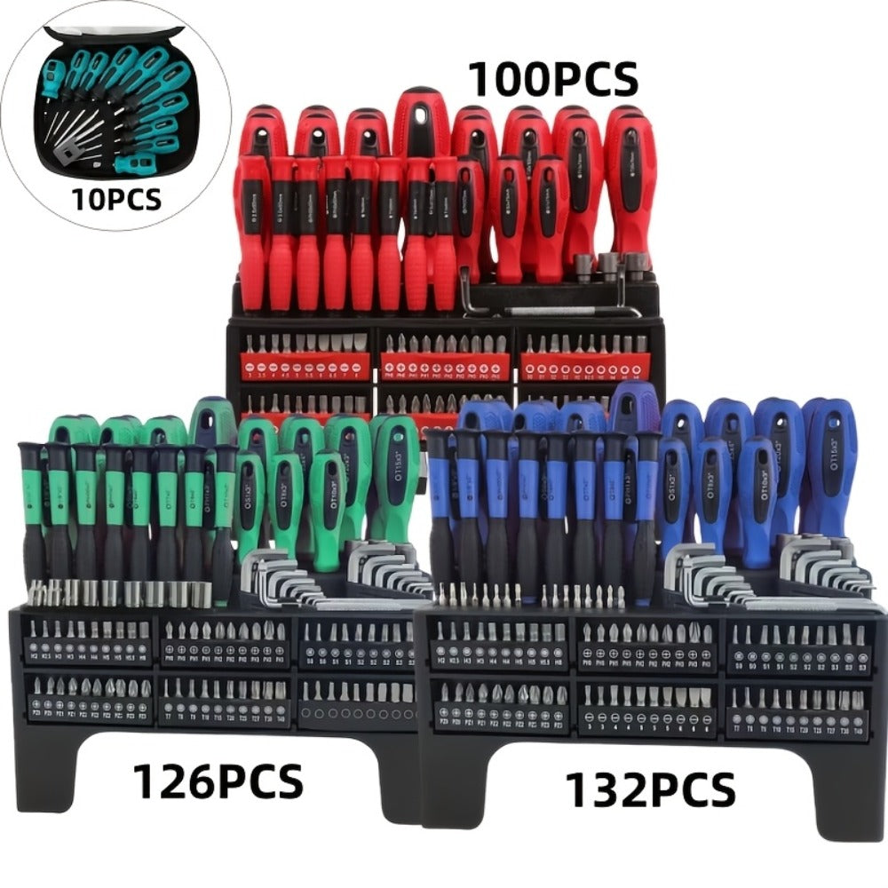 Precision Screwdriver Set Magnetic Insulated – 10/100/126/132 Piece Hex Bit Kit for Electronics Phone Auto Repair DIY with Organized Storage