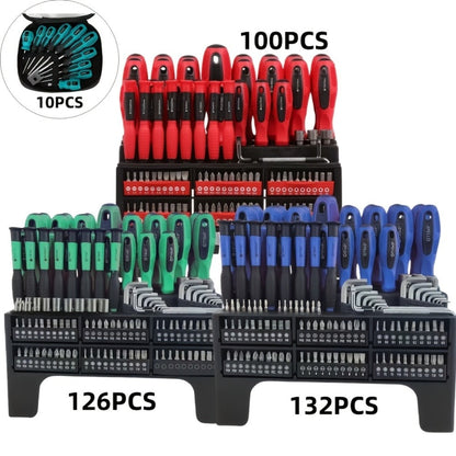 Precision Screwdriver Set Magnetic Insulated – 10/100/126/132 Piece Hex Bit Kit for Electronics Phone Auto Repair DIY with Organized Storage