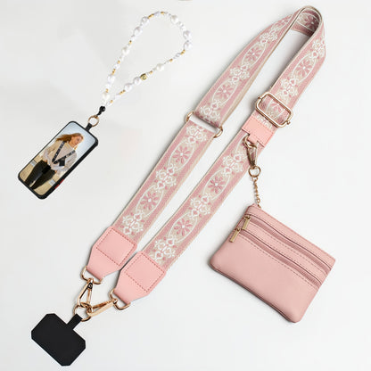 Crossbody Phone Strap Wallet Pouch with Beaded Charm Detachable Wrist with the Listed Color, Size or Set Options for Everyday Carry