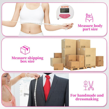 Digital Body Measuring Tape 60 Inch 150cm Smart Retractable Electronic Tape Measure for Entryways, Bedrooms and Living Spaces
