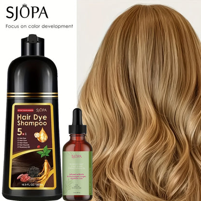 Hair Color Shampoo, SJOPA 5-in-1 16.9oz Bottle-and-Dropper Presentation with 12 Color Options