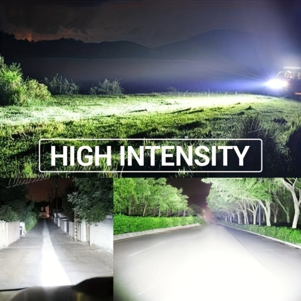 Off-Road LED Light Bar Kit 2x10 Inch Bar + 4x4 Inch Spot Lights – High-Intensity Driving Lights for Jeep Truck SUV Car 4x4 Off-Road
