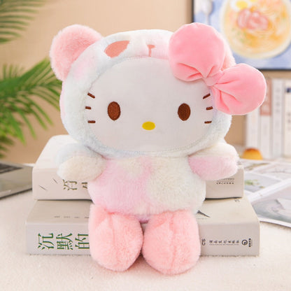 Sanrio Tie Dye Plush Set of 5, Kawaii Hello Kitty Kuromi My Melody Cinnamoroll Gudetama Stuffed Animals