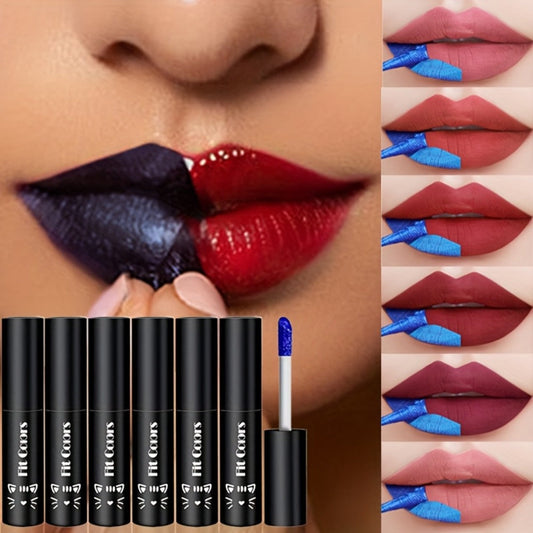 Matte Velvet Lip Stain Set 6 Colors Waterproof Smudge-Proof, Metallic Blue Cobalt Bold Shades Vegan Lip Gloss for All Skin Tones