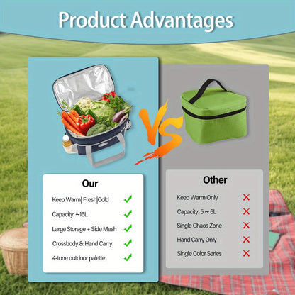 Rectangular Lunch Bag Tote, 29 x 21 x 26cm with Front Pocket, Two Mesh Side Pockets and Four Colors