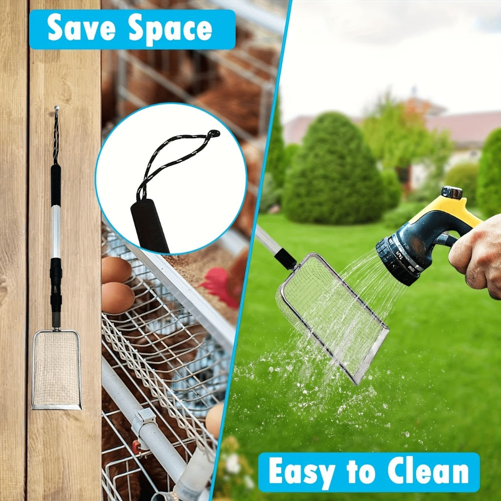 Stainless Steel Beach Sand Sifter with Retractable Telescopic Handle – Portable Sand Sieve for Treasure Hunting