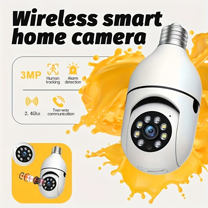 Indoor Security Camera 3MP Bulb-Socket Model with 360° Panoramic View, Dual-Band WiFi and Two-Way Audio