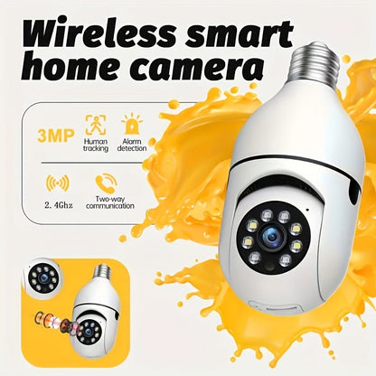 Indoor Security Camera 3MP Bulb-Socket Model with 360° Panoramic View, Dual-Band WiFi and Two-Way Audio
