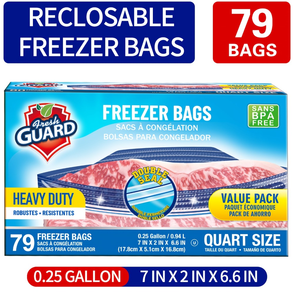 Freezer Storage Bags Resealable, Sturdy Bulk Food Storage Bags with Easy-Open Tabs for Freezer & Refrigerator