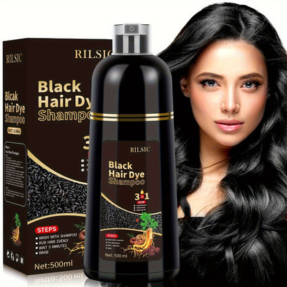 Grey Hair Coverage Shampoo 2 Pack 3-in-1 Herbal Hair Dye Kit with Plant-Based Squalane Colors for Bath Time, Home Spa and Personal Care