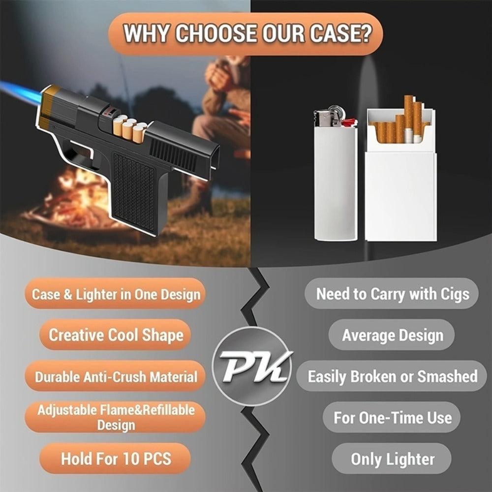 Cigarette Box Lighter Creative Design, Windproof Butane Torch with Adjustable Flame, Cigar & BBQ Lighter