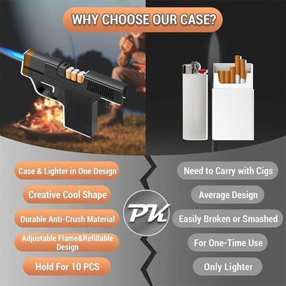 Cigarette Box Lighter Creative Design, Windproof Butane Torch with Adjustable Flame, Cigar & BBQ Lighter