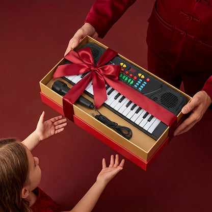 Kids Electronic Piano 37 Keys with Microphone, USB Powered Keyboard for Young Learners, Sing-Along Music Education Toy