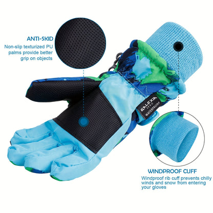 Winter Ski Gloves for Skiing & Cycling – Windproof Waterproof Thermal Gloves for Men & Women, Non-Slip Grip, Touchscreen Compatible