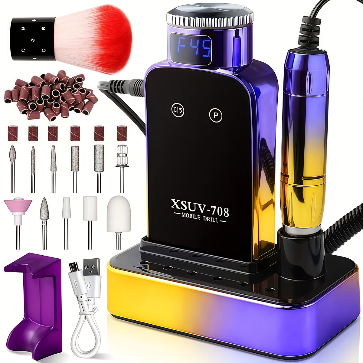 45000RPM Cordless Nail Drill Machine, Rechargeable Professional Electric Efile for Acrylic & Gel Nails