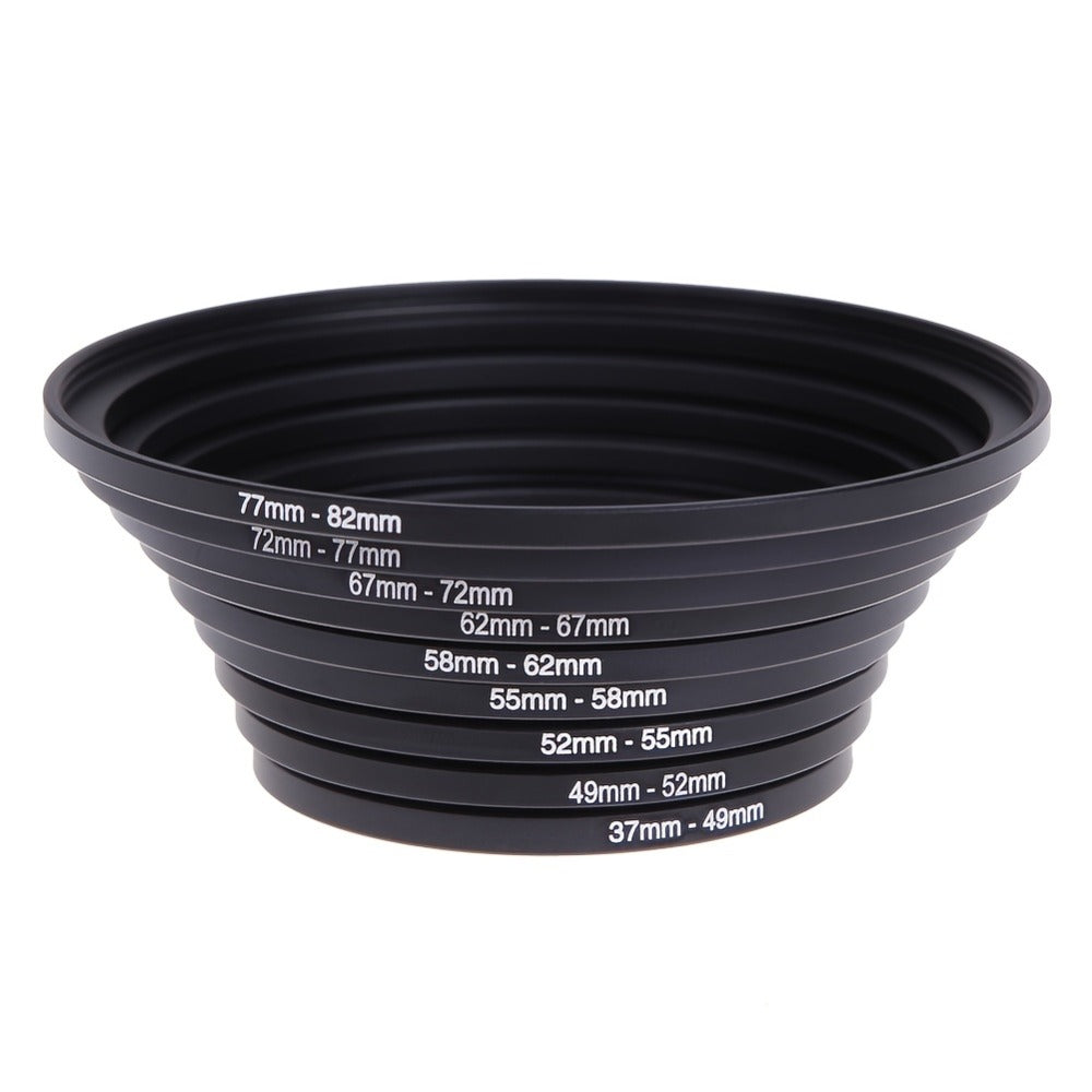 Step-Up Step-Down Lens Filter Adapter Rings 18pcs Set for DSLR Camera 37-82mm Aluminum Alloy Filter Ring Kit Compatible with Canon Nikon