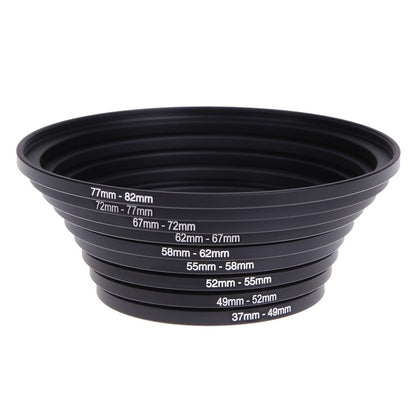 Step-Up Step-Down Lens Filter Adapter Rings 18pcs Set for DSLR Camera 37-82mm Aluminum Alloy Filter Ring Kit Compatible with Canon Nikon