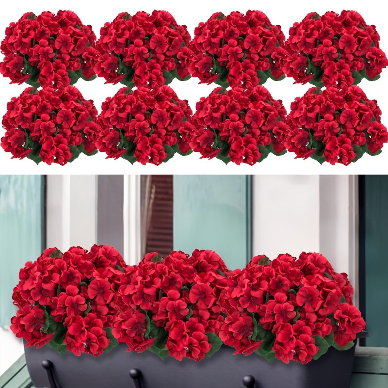 Artificial Flowers 13.77-Inch Geranium, Rose, Marigold or Hydrangea Styles in 8 and 16-Piece Options
