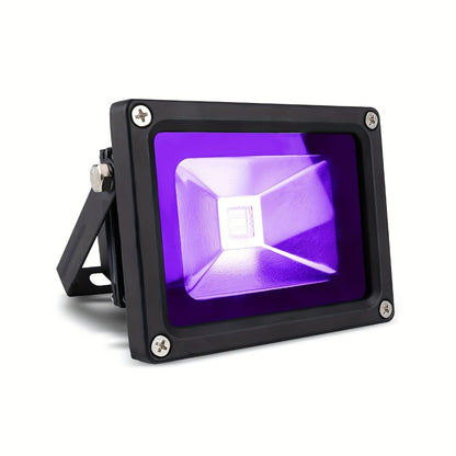 Single Rectangular UV Black-Light Flood Lamp with Adjustable Stand, Black Housing and Corded Lead