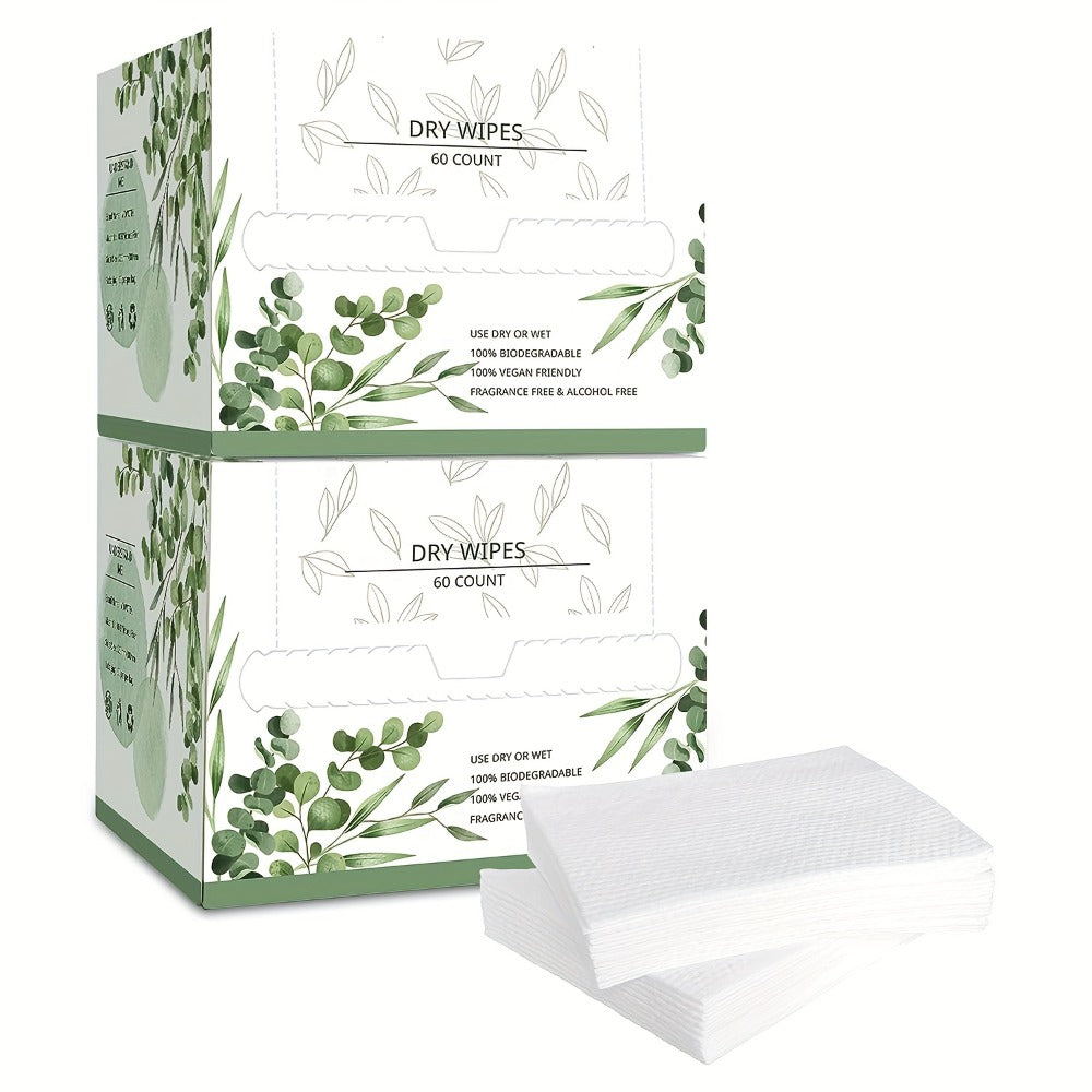 Disposable Face Towels 60 Count Extra Thick & Soft – 10x12 Inch Cotton Cleansing Wipes for Sensitive Skin, Makeup Removal