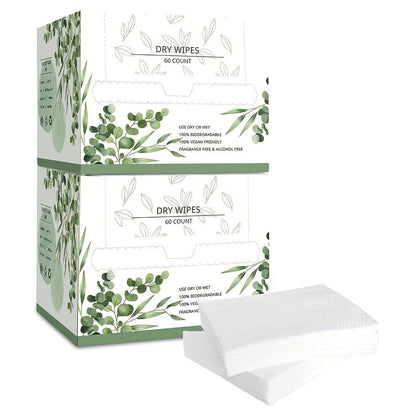 Disposable Face Towels 60 Count Extra Thick & Soft – 10x12 Inch Cotton Cleansing Wipes for Sensitive Skin, Makeup Removal