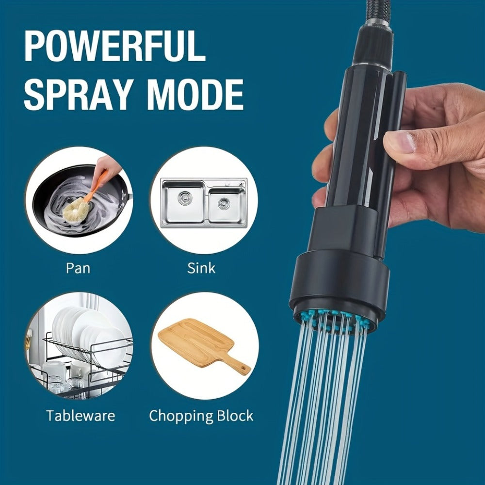 Kitchen Faucet with Pull Down Sprayer Single Handle Single Hole High Arc Spring Commercial Sink Faucet – 360° Swivel Splash-Proof Nozzle