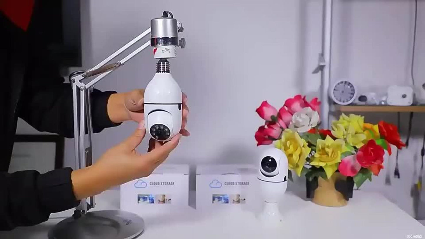 Indoor Security Camera 3MP Bulb-Socket Model with 360° Panoramic View, Dual-Band WiFi and Two-Way Audio