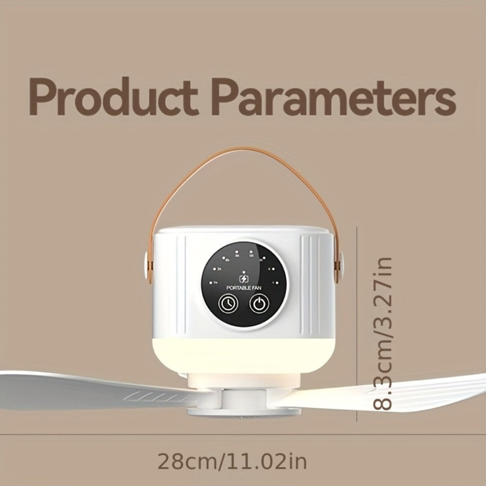 Portable Fan USB-Powered Hanging Tent Model with Remote Control, LED Light and Optional Triangular Stand