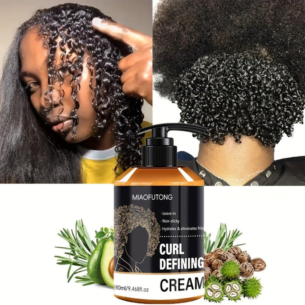 280ml Pump-Bottle Curl Defining Cream with Leave-In Styling Directions for Curly, Wavy and Coily Hair