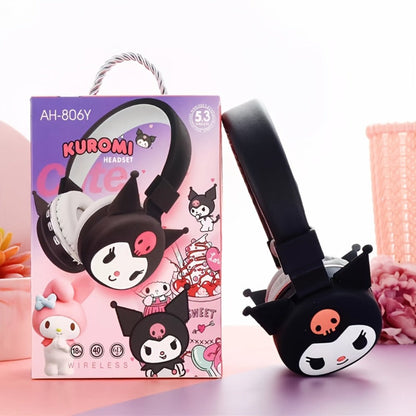 Sanrio Kuromi My Melody Cute Wireless Headset Foldable Portable Smart Call Anime for Bedside Audio, Alarms and Room Entertainment