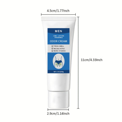 Men's Intimate Deodorant Odor Control Cream 1.76oz 50g – Long-Lasting Gentle Formula Safe for Private Parts Delicate Areas Groin Body Odor