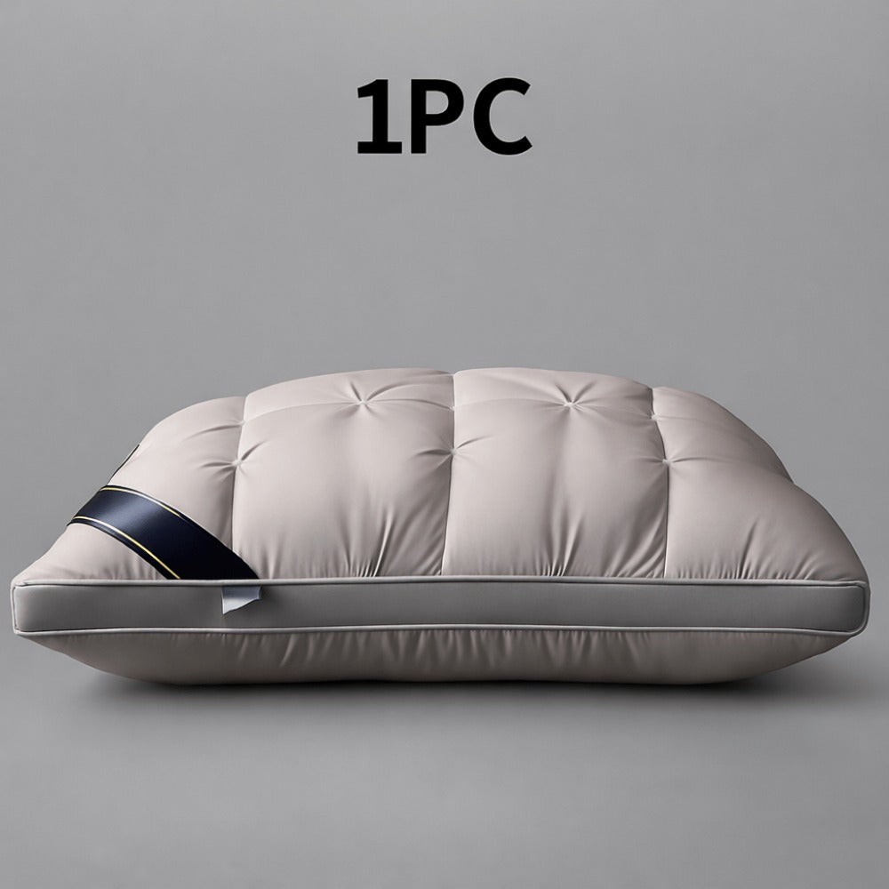 Hotel Quality Pillow Soft Polyester Fiber Deep Sleep Neck Support – No Collapse All Season Machine Washable Satin Cover Zipper Closure White