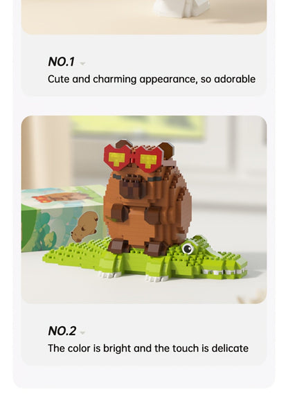 Capybara Micro Brick Building Set 562pcs Collector Edition – Miniature DIY Assembly Desk Decor Stress Relief Toy for Kids Teens Adults