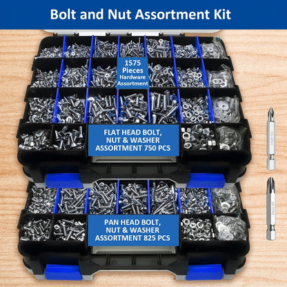 1575pcs 304 Stainless Steel Nuts and Bolts Assortment Kit for Entryways, Bedrooms and Living Spaces