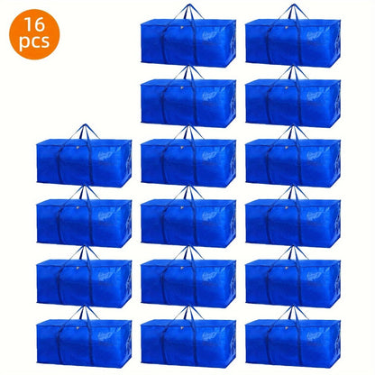 Storage Bag Set, Blue Extra-Large Moving Organizers in 6-Piece 26.42-Gallon or 16-Piece Options with Zippers and Handles