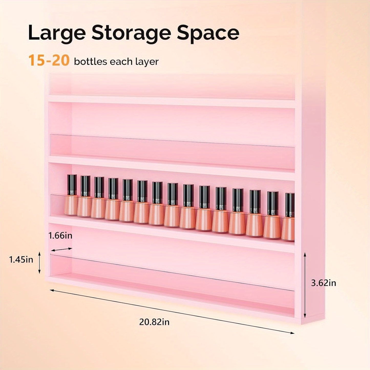 Wall Mount Nail Polish Rack Organizer 6 or 10 Tier with Acrylic Baffle Salon Display Shelf for Gel Polish