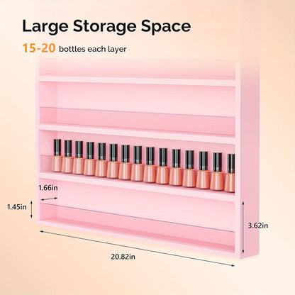 Wall Mount Nail Polish Rack Organizer 6 or 10 Tier with Acrylic Baffle Salon Display Shelf for Gel Polish