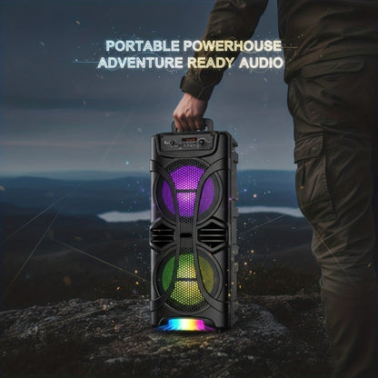PA Speaker Karaoke Machine 3000W with Dual 6.5" Woofers, Bluetooth Wireless, FM Radio, Party Lights